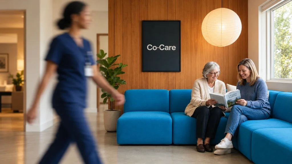 Co-Care registered nurse and family relaxing in modern Steinbach home